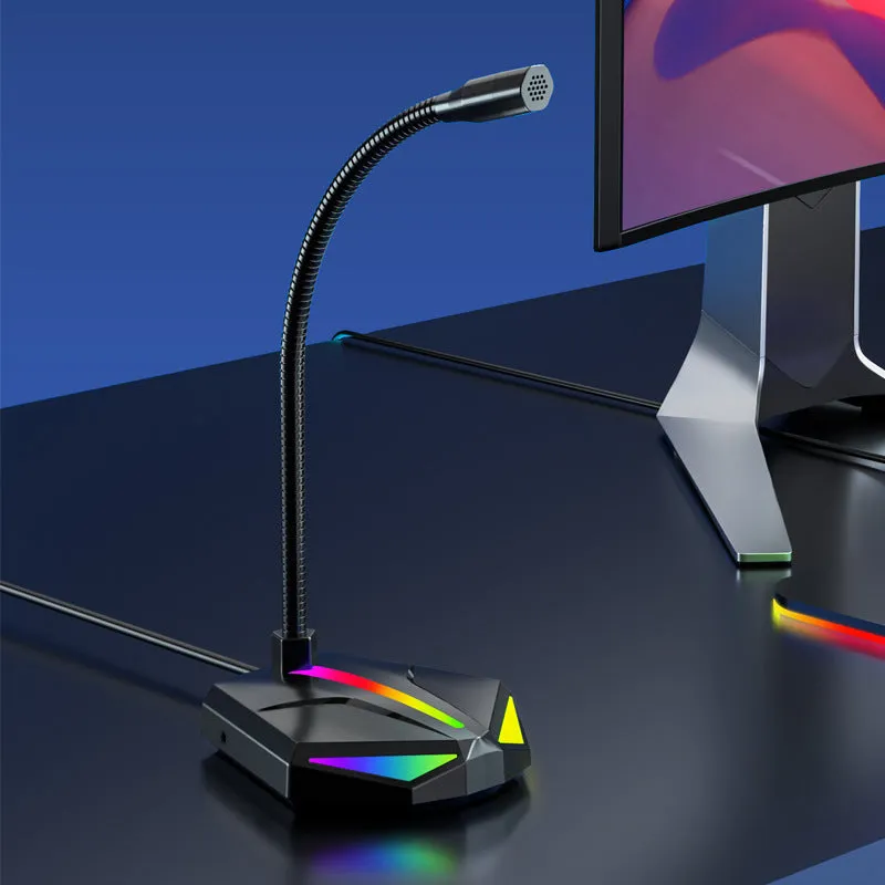 USB computer microphone moving coil all-directional pickup 2-channel stereo desktop stand gaming voice
