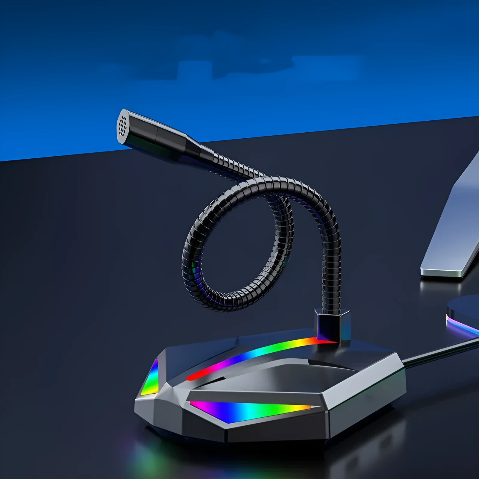 USB computer microphone moving coil all-directional pickup 2-channel stereo desktop stand gaming voice