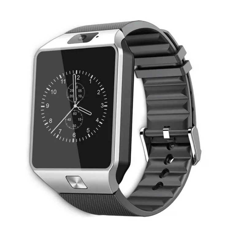 DZ09 sports smart watch with black TPU strap and 1.56-inch touch screen