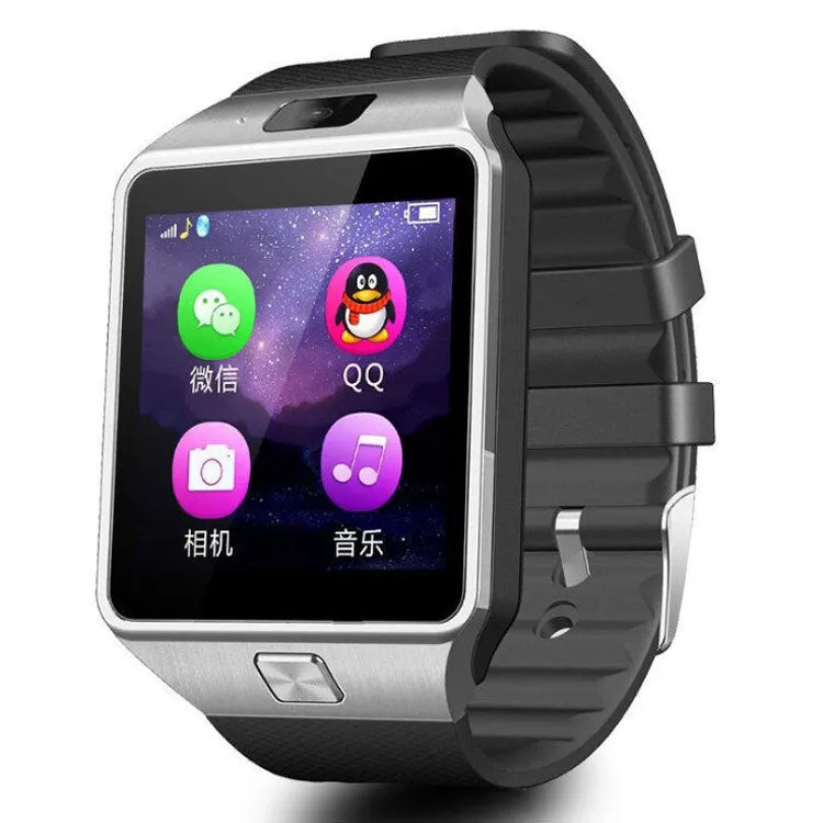 DZ09 sports smart watch with black TPU strap and 1.56-inch touch screen