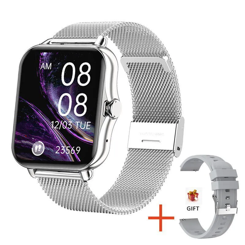 Smart watch with Bluetooth call feature, silicone strap in black, touch screen display