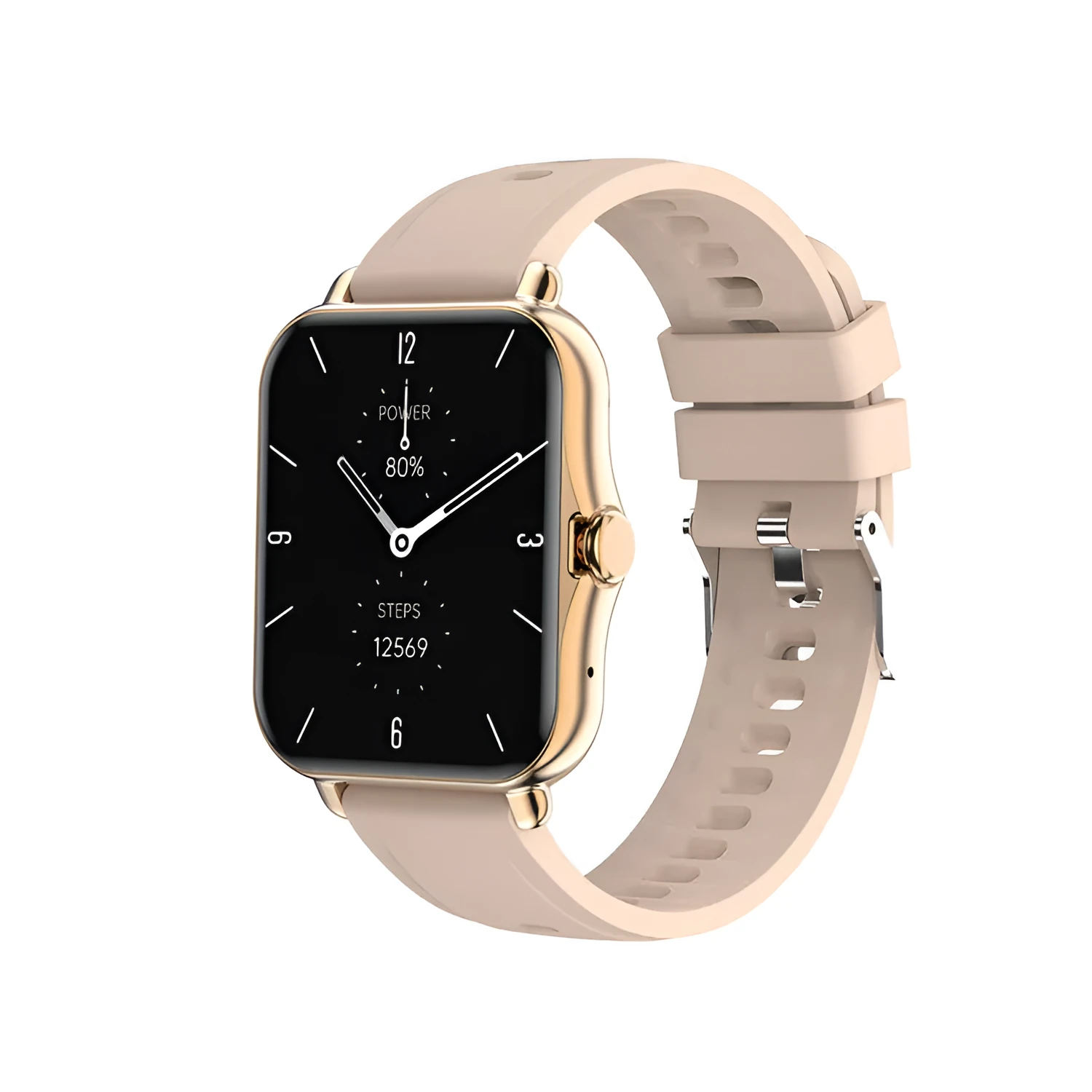 Smart watch with Bluetooth call feature, silicone strap in black, touch screen display