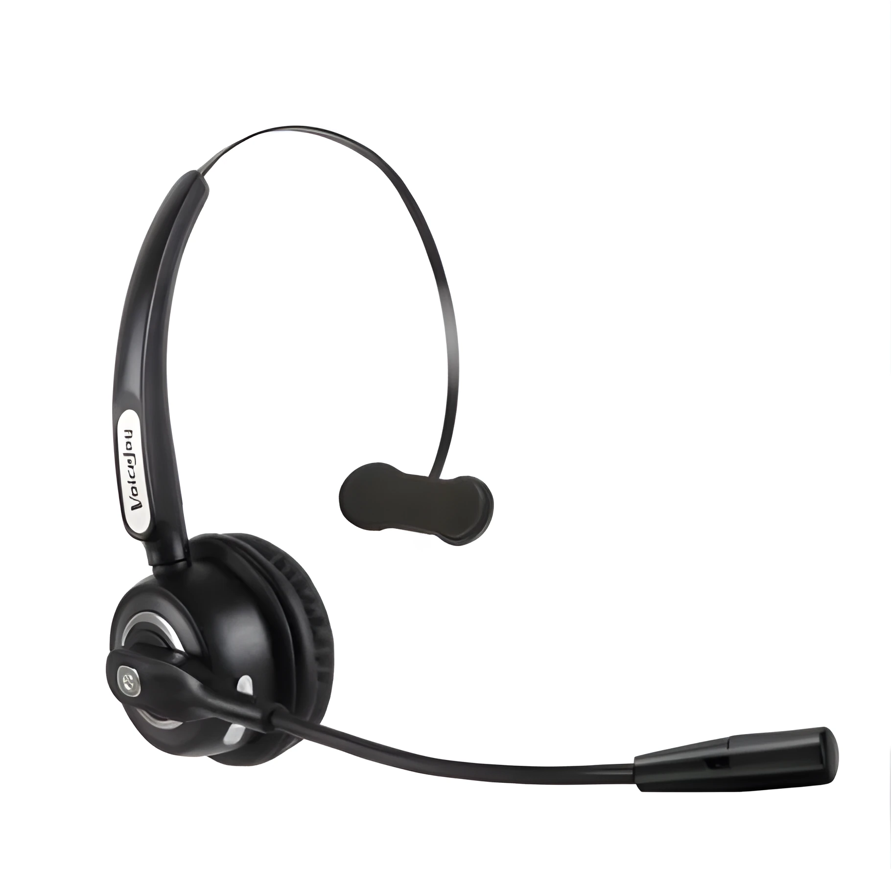 Over-ear Bluetooth headset with microphone, designed for truck drivers and office use with noise cancellation.