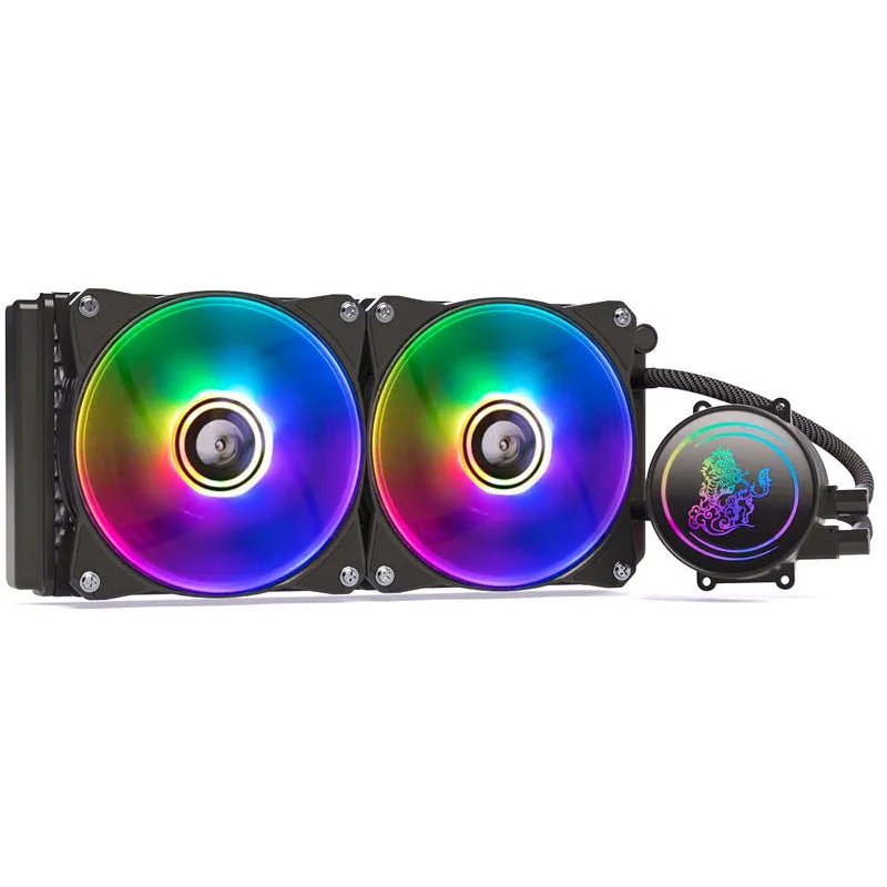 Kirin 240 computer CPU water cooling radiator with ARGB fans and copper-aluminum construction