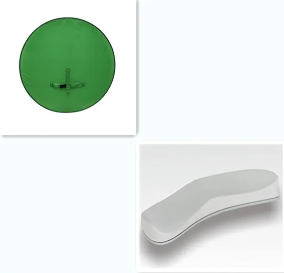 Foldable reflector for chair photography background board in green, nylon fabric, unfolded 150x200 cm with steel spring frame