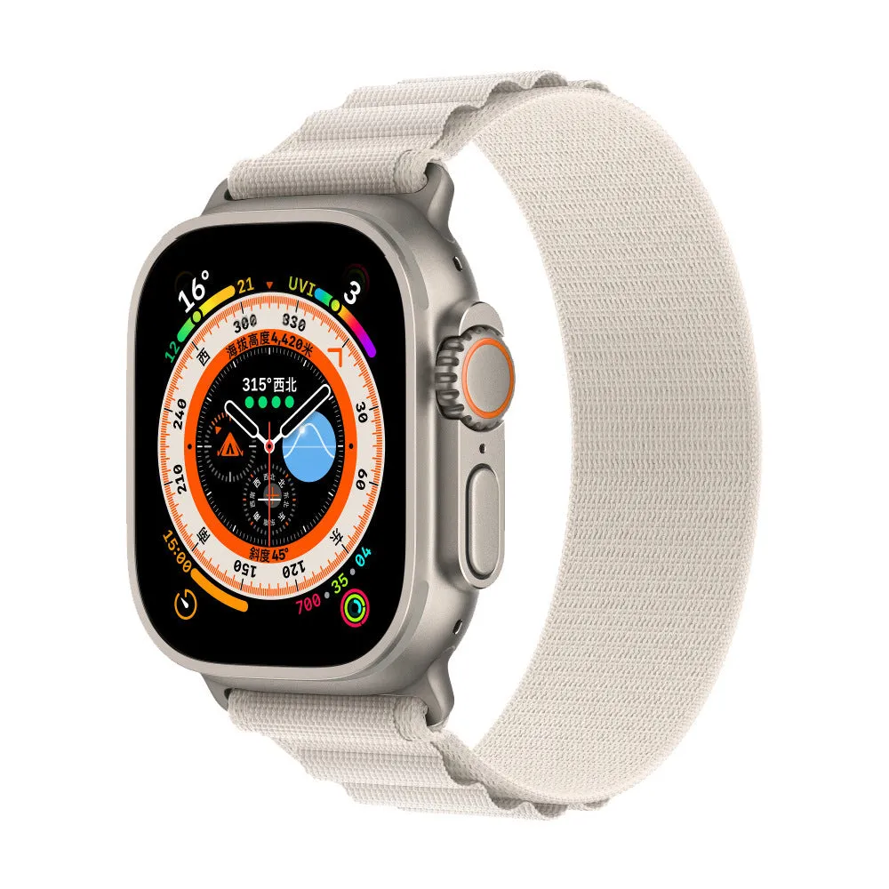 Alpine nylon watch band with metal head connector for Apple Watch, woven strap in multiple colours