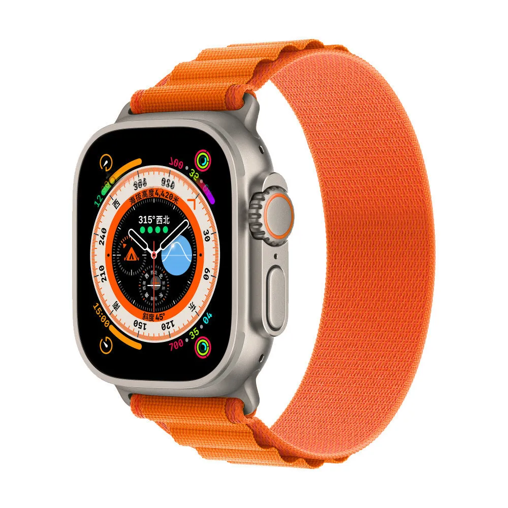 Alpine nylon watch band with metal head connector for Apple Watch, woven strap in multiple colours