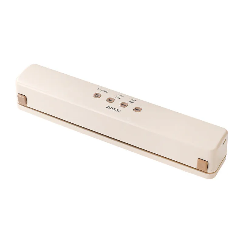 Off-white beige vacuum sealing machine with 85W power for household food packaging