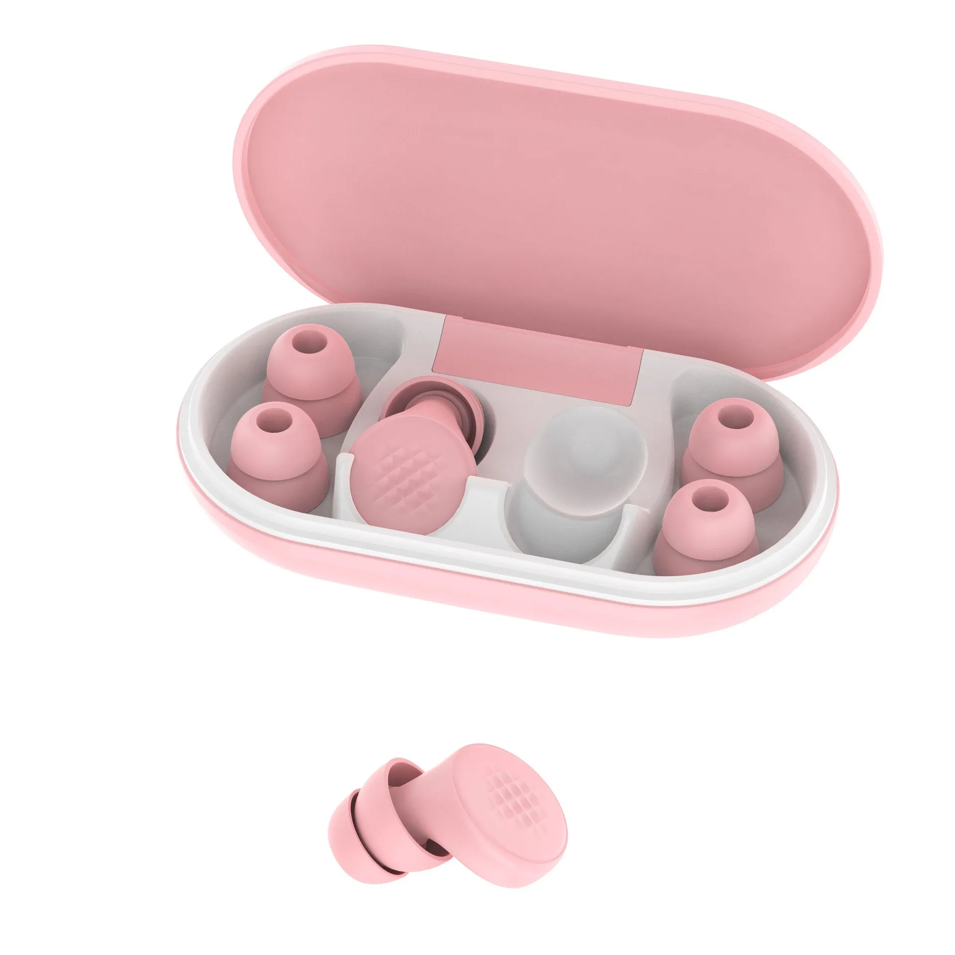 Anti-noise sleep earplugs in beige with flexible ABS silicone in-ear design