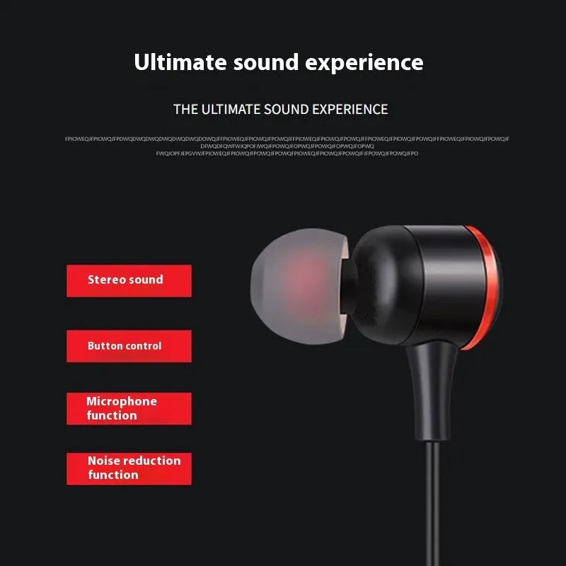Wired in-ear headset with 3.5mm plug, TPE cable, and silicone ear caps in black colour
