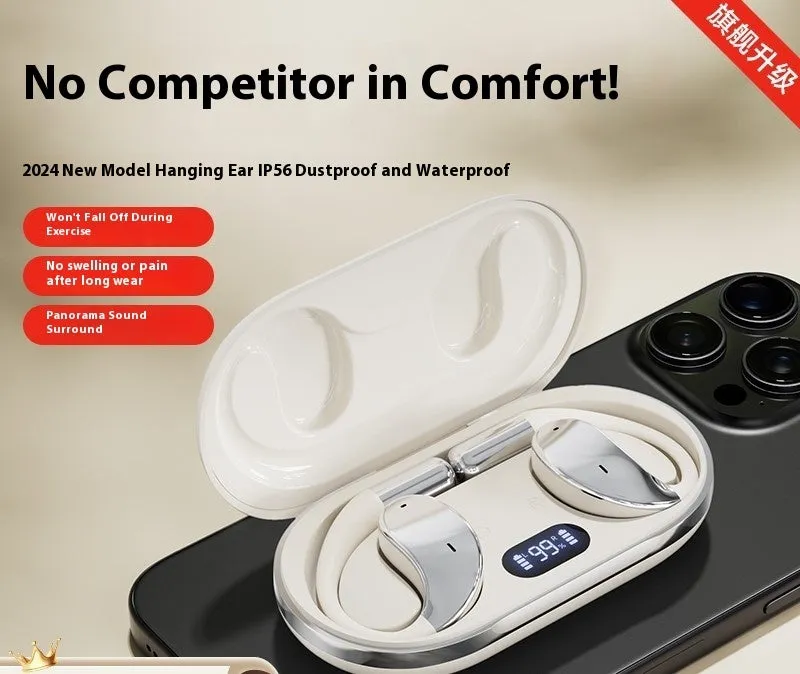 Bluetooth sports headset ear hook style wireless earbuds black battery over 8 hours