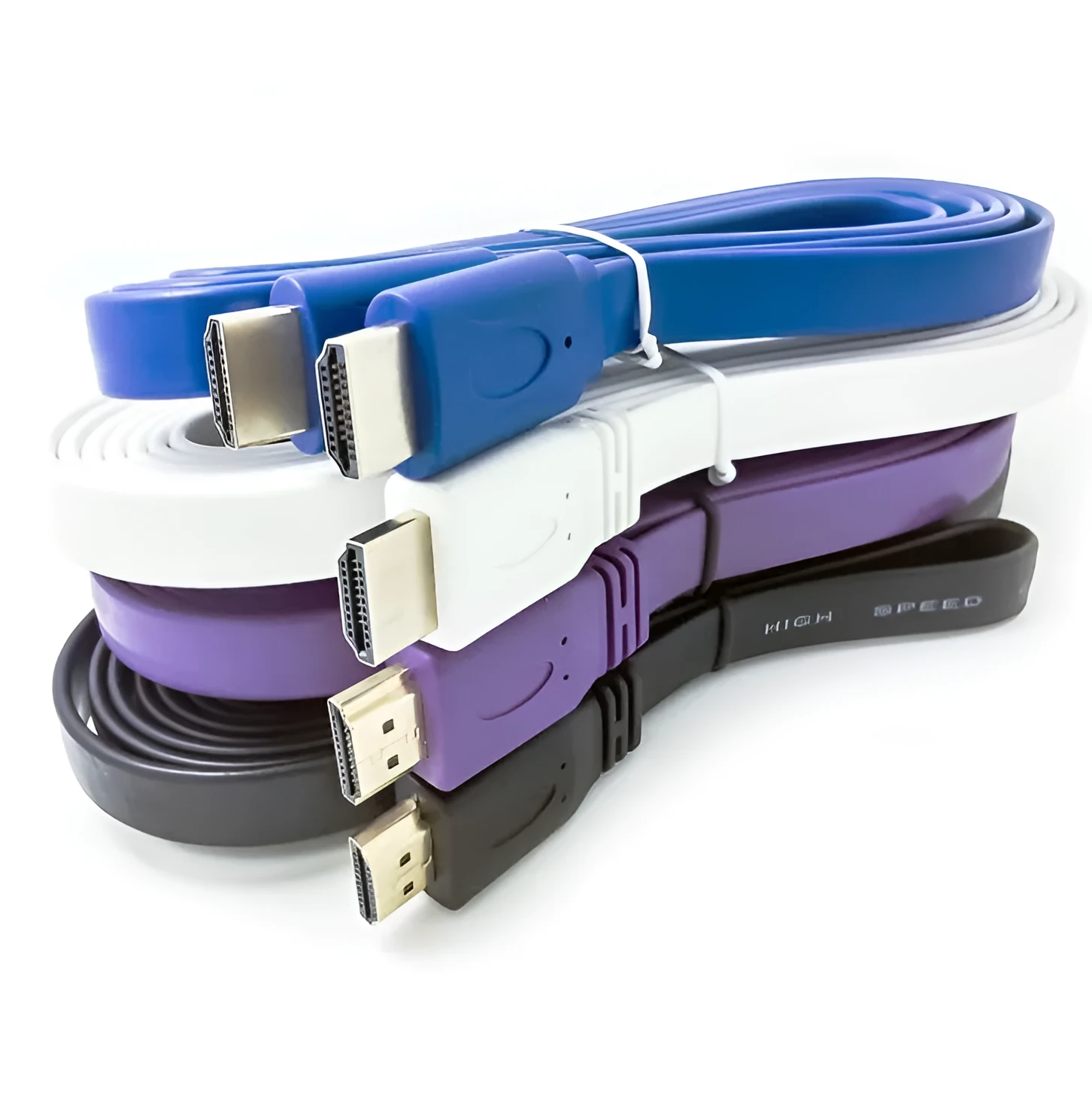 HDMI flat wire cable 1.5 metres in colour options black white purple blue
