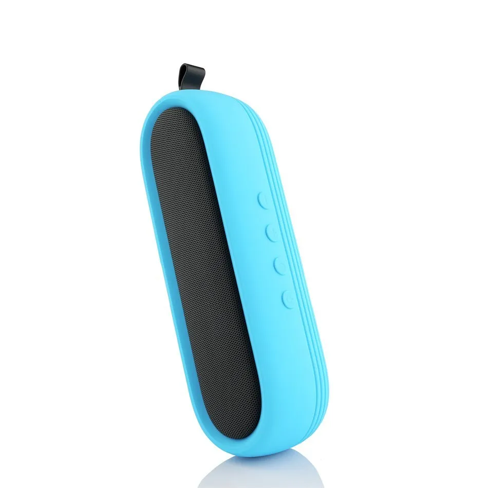 Portable wireless Bluetooth speaker dual 5W stereo IP65 waterproof black blue 21x6x5.5cm with protective case