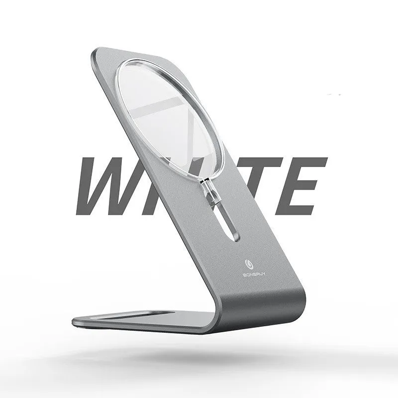 Silver aluminium alloy magnetic wireless charging bracket for MagSafe phones desktop stand