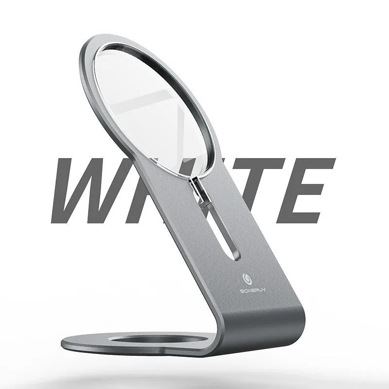 Silver aluminium alloy magnetic wireless charging bracket for MagSafe phones desktop stand