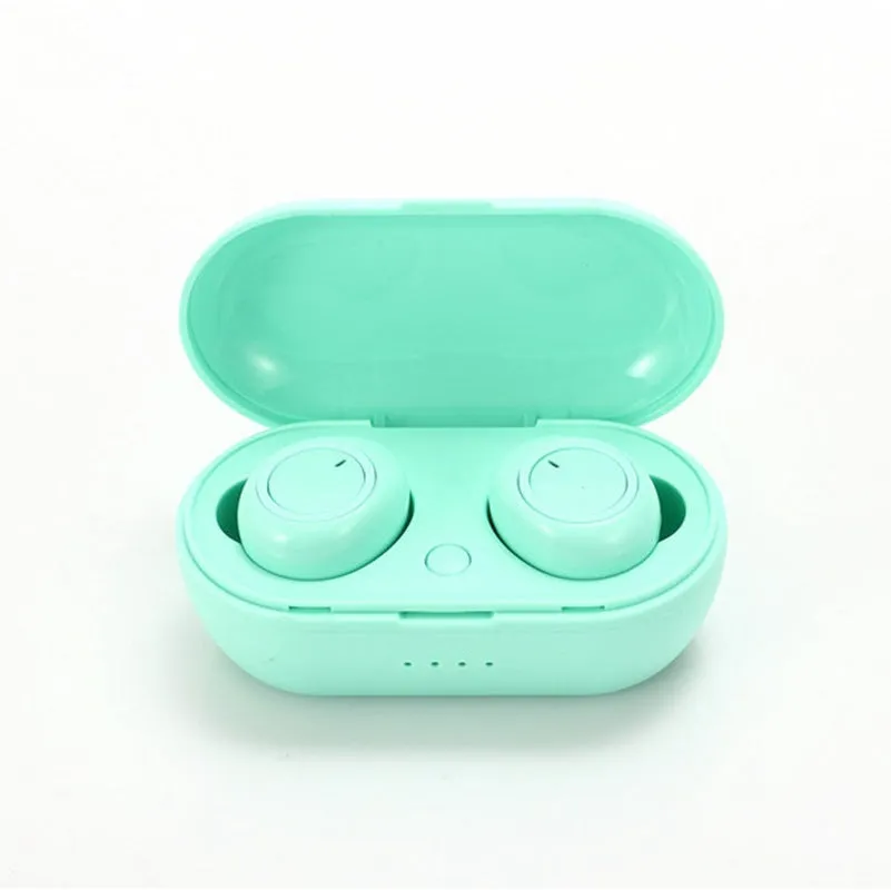 Y50 TWS Bluetooth wireless earbuds in black with charging box, ergonomic sports design
