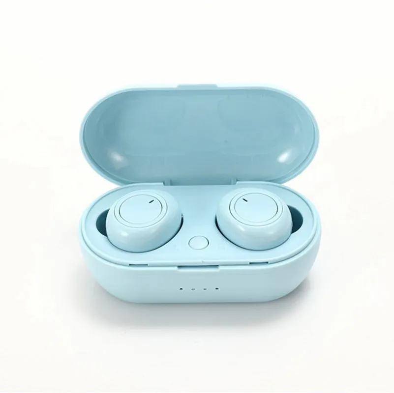 Y50 TWS Bluetooth wireless earbuds in black with charging box, ergonomic sports design