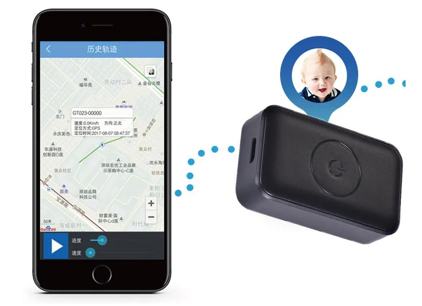 Mini GPS tracker with SOS button and rope for anti-loss tracking of children, elderly, and cars