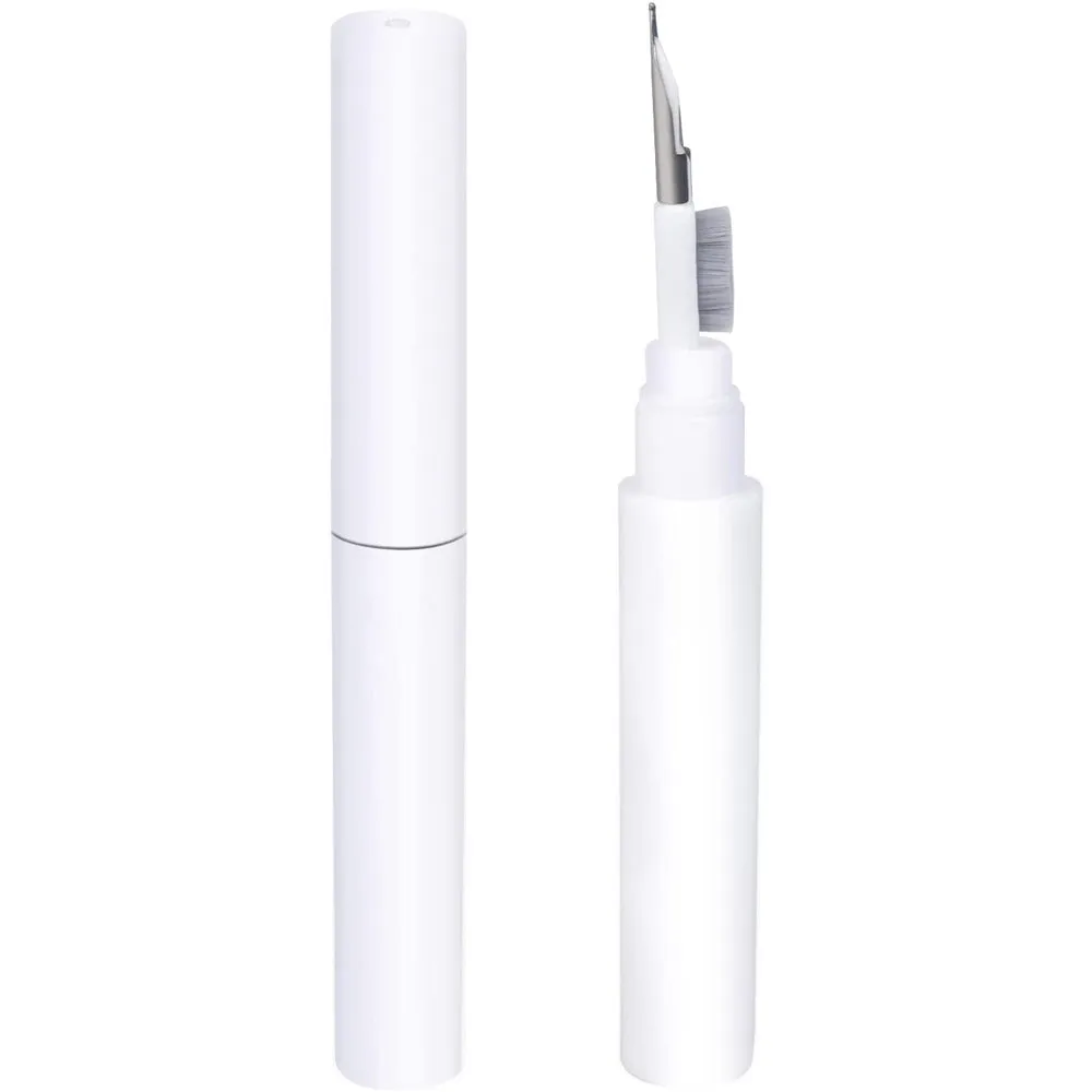 Bluetooth earbuds cleaning pen with ABS fibre flocking tip, 10.8cm long, in black colour