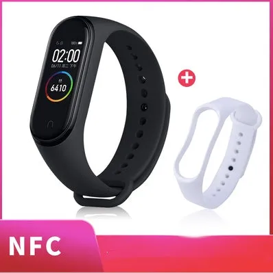 Xiaomi Mi Band 3 fitness tracker with 0.78 inch OLED display and black silicone strap set on a white background