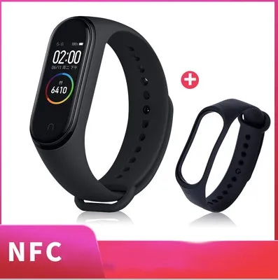 Xiaomi Mi Band 3 fitness tracker with 0.78 inch OLED display and black silicone strap set on a white background