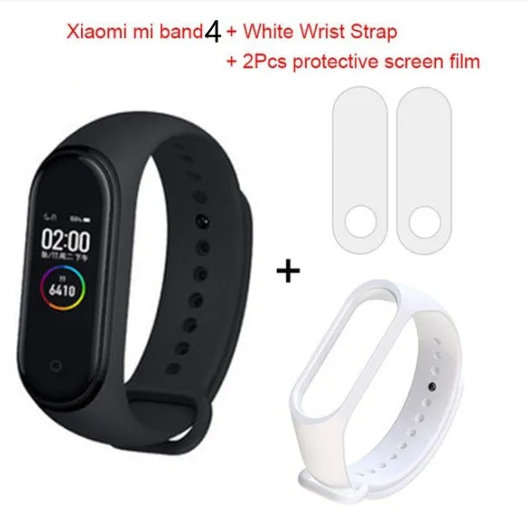 Xiaomi Mi Band 3 fitness tracker with 0.78 inch OLED display and black silicone strap set on a white background