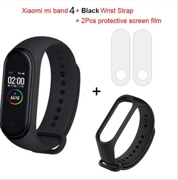 Xiaomi Mi Band 3 fitness tracker with 0.78 inch OLED display and black silicone strap set on a white background