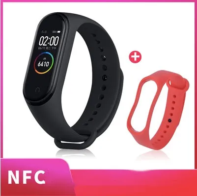 Xiaomi Mi Band 3 fitness tracker with 0.78 inch OLED display and black silicone strap set on a white background