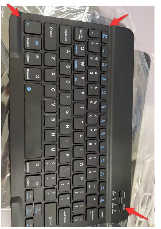 Mini Bluetooth wireless keyboard in black or white colour with 10-metre range and 44-hour battery life