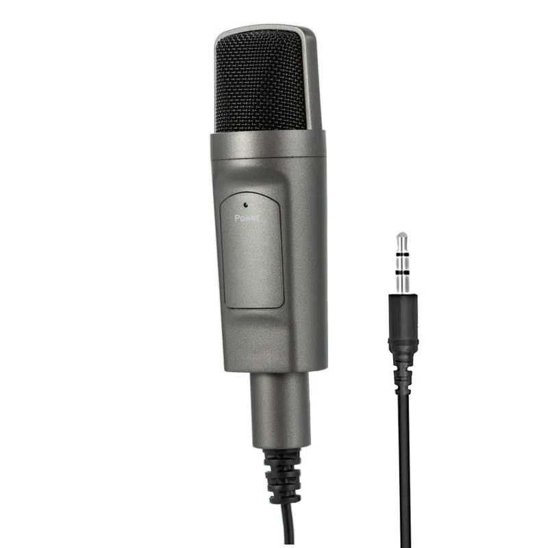 Black USB condenser microphone on desktop with omnidirectional pickup and noise reduction for live recording