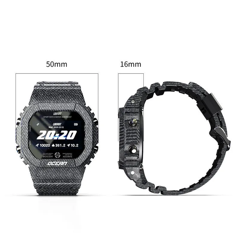 Waterproof smart watch with heart rate monitor, dual optical chip, TPU strap, and 240x240 HD screen in Army Green