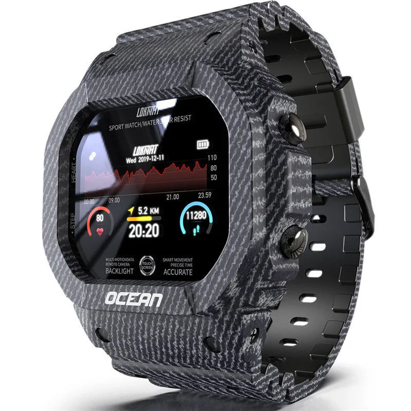 Waterproof smart watch with heart rate monitor, dual optical chip, TPU strap, and 240x240 HD screen in Army Green