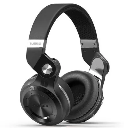 Bluedio T2+ wireless Bluetooth on-ear headphones in blue with adjustable headband