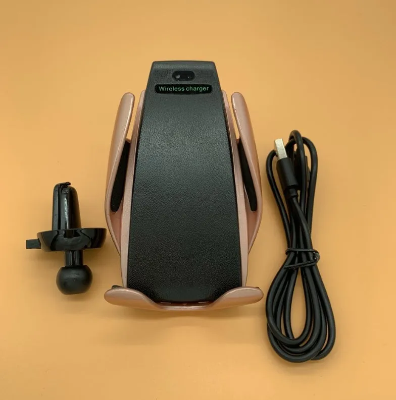 S5 car wireless charging phone bracket with vent clip and silicone pad
