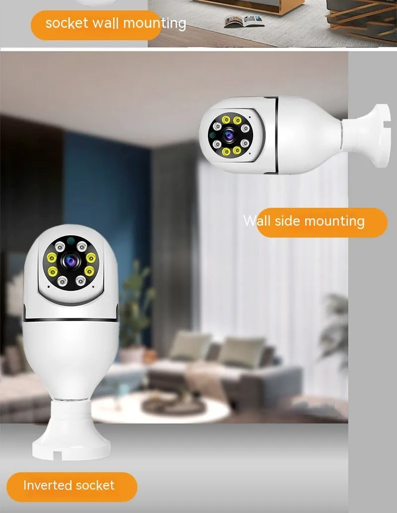 Wireless WiFi bulb security camera with plastic and metal construction measuring 5cm by 12cm