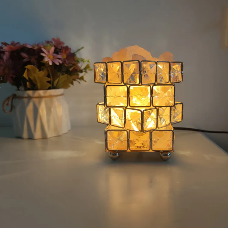 Cute mini crystal salt LED table lamp with light luxury style, 220V, UK plug, bedroom decor
