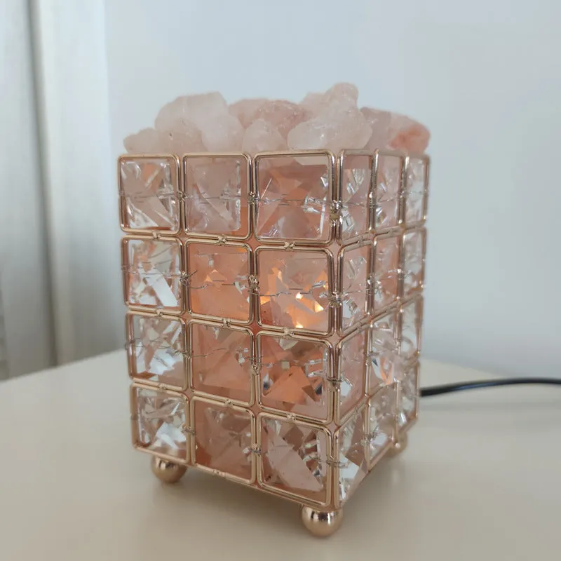 Cute mini crystal salt LED table lamp with light luxury style, 220V, UK plug, bedroom decor