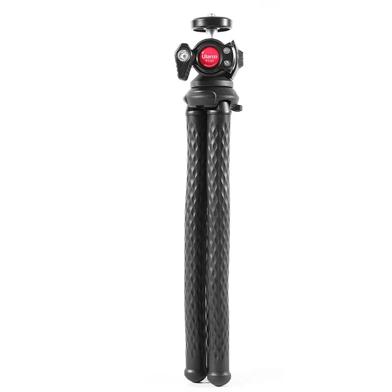 Black flexible octopus tripod with phone clip, extended to 360mm length.
