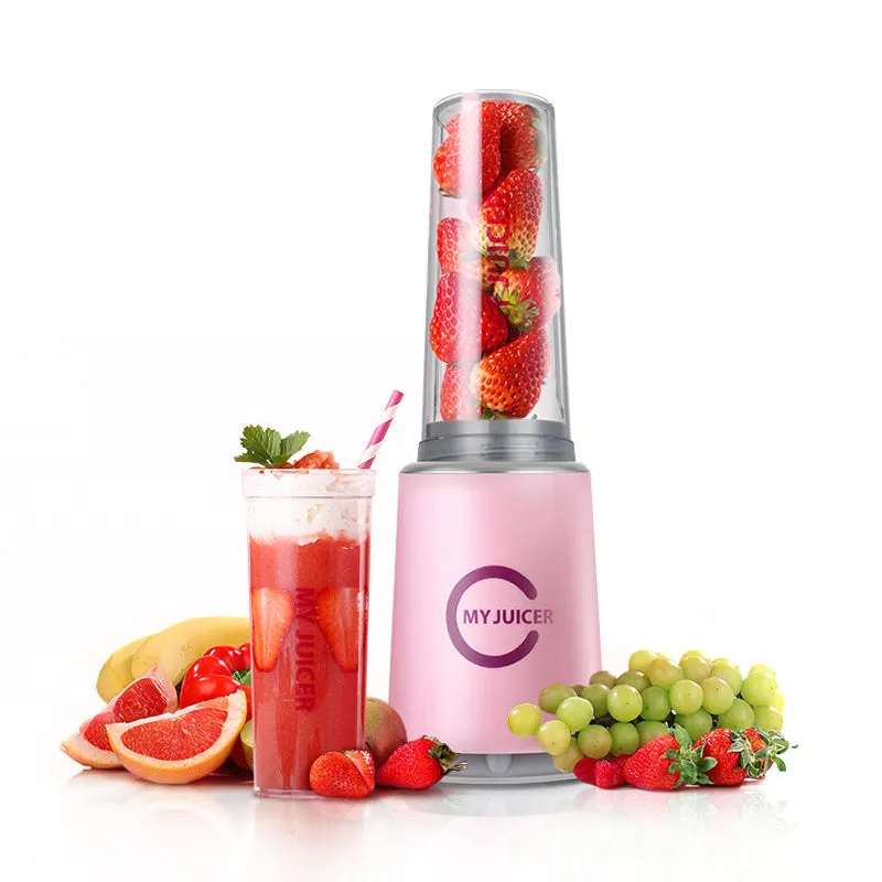 Multi function juicer in black with round feeding port and pulp box for home use