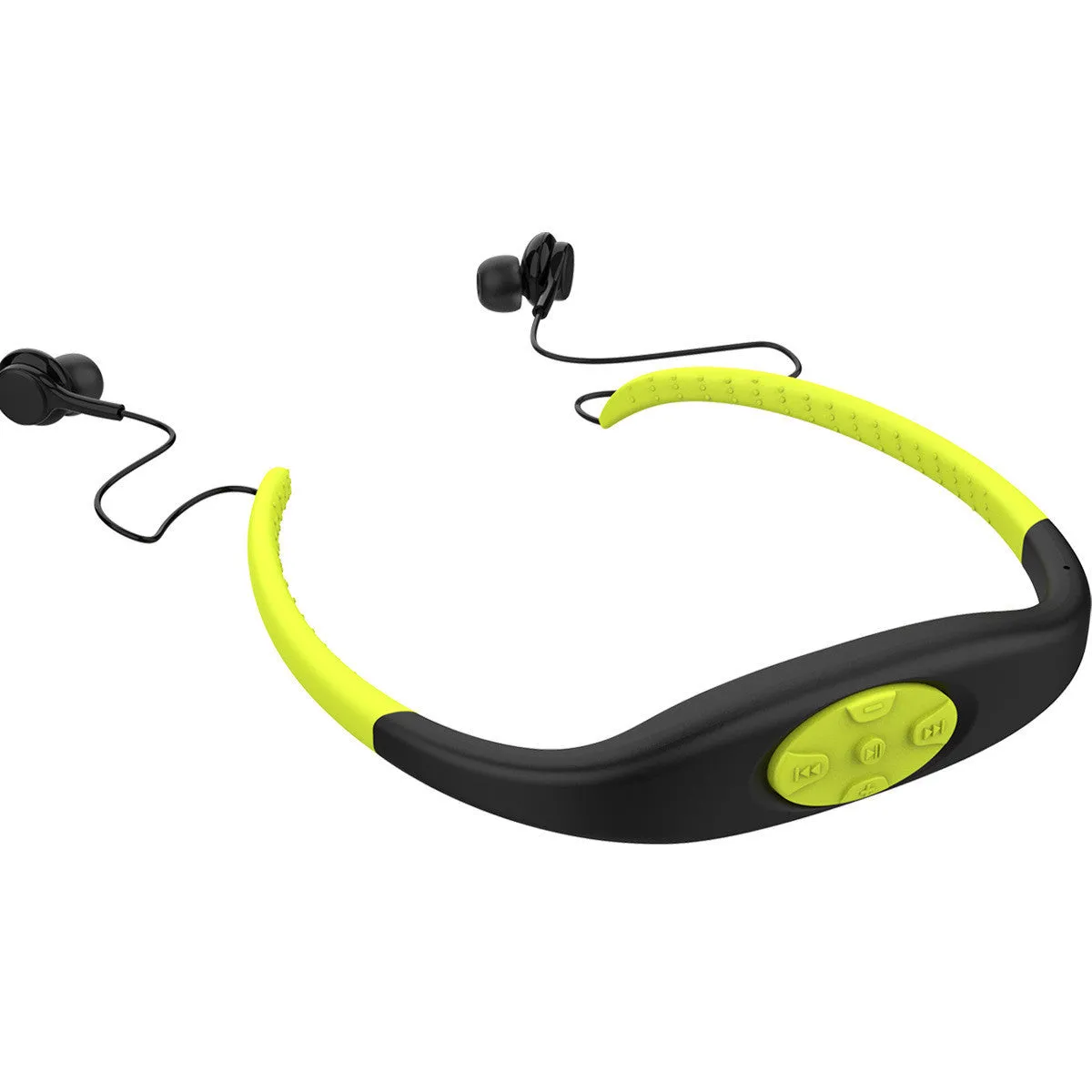 2in1 IPX8 waterproof Bluetooth earphone and MP3 player with neckband in black