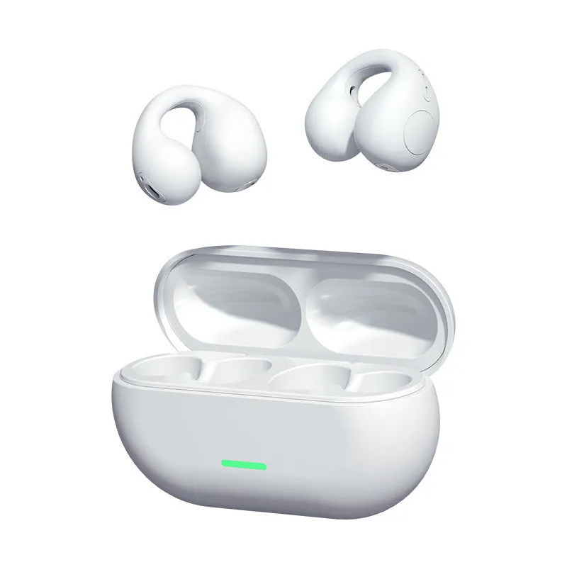 Wireless Ear Clip Bluetooth Headset TWS Not In-Ear Sports Wireless Bone Conduction 5.3 Bluetooth Headset PC ABS Black White Waterproof Breathing Light Call Function Voice Control Support Music