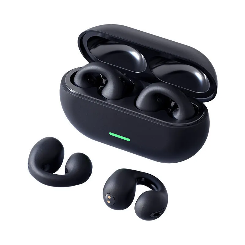 Wireless Ear Clip Bluetooth Headset TWS Not In-Ear Sports Wireless Bone Conduction 5.3 Bluetooth Headset PC ABS Black White Waterproof Breathing Light Call Function Voice Control Support Music