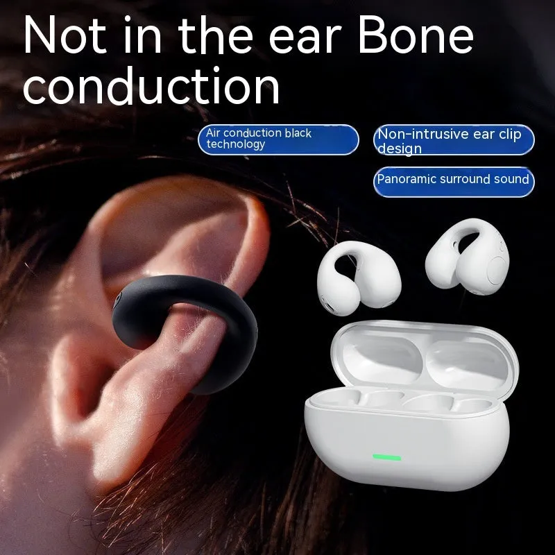 Wireless Ear Clip Bluetooth Headset TWS Not In-Ear Sports Wireless Bone Conduction 5.3 Bluetooth Headset PC ABS Black White Waterproof Breathing Light Call Function Voice Control Support Music
