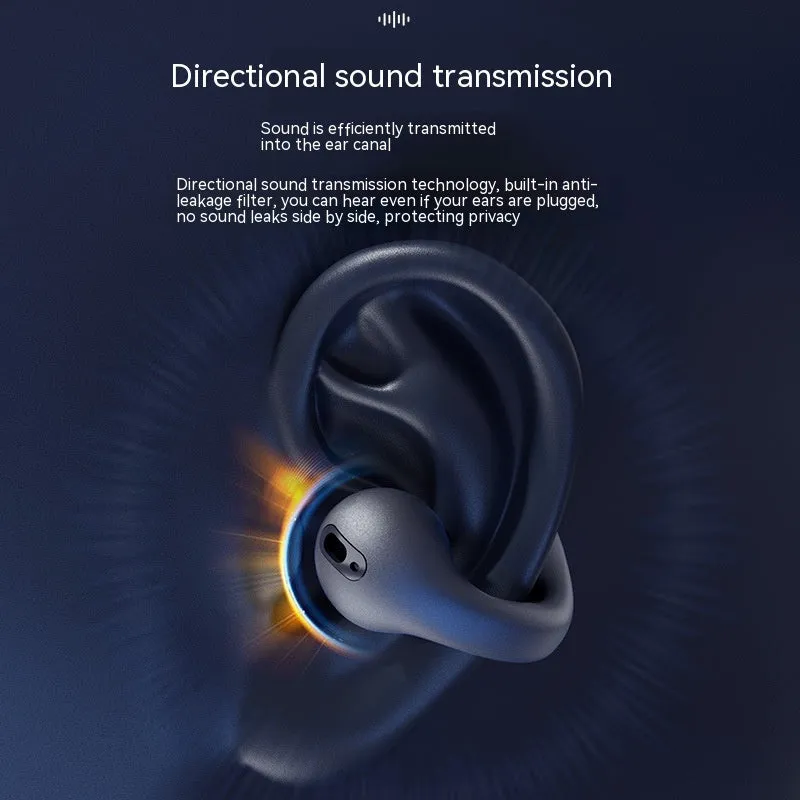 Wireless Ear Clip Bluetooth Headset TWS Not In-Ear Sports Wireless Bone Conduction 5.3 Bluetooth Headset PC ABS Black White Waterproof Breathing Light Call Function Voice Control Support Music