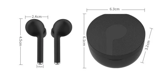 TW40 wireless Bluetooth headphones in black and white with charging case on white background