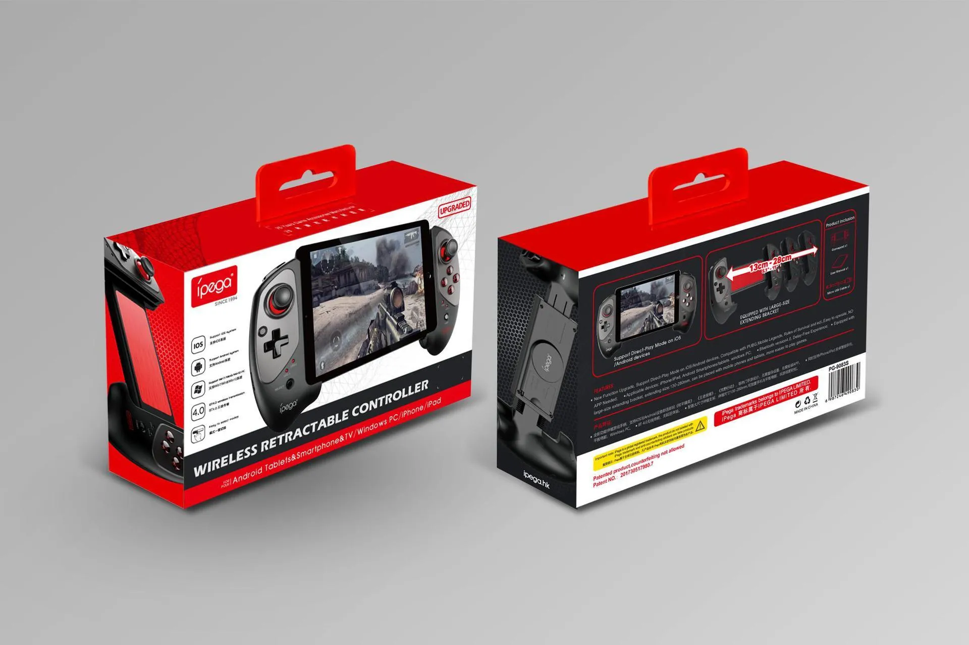 Red Bat wireless Bluetooth gaming stretching controller in black colour on a surface