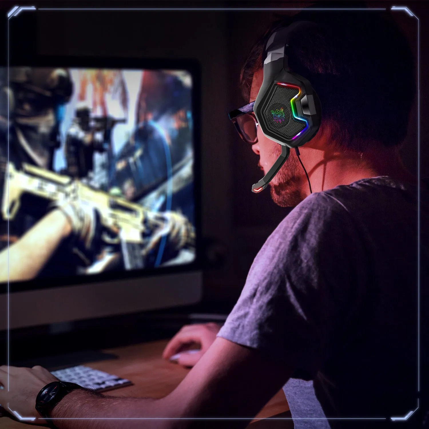 ONIKUMA K10 PRO black gaming headset with LED light and microphone for PS4 PS5 Xbox One