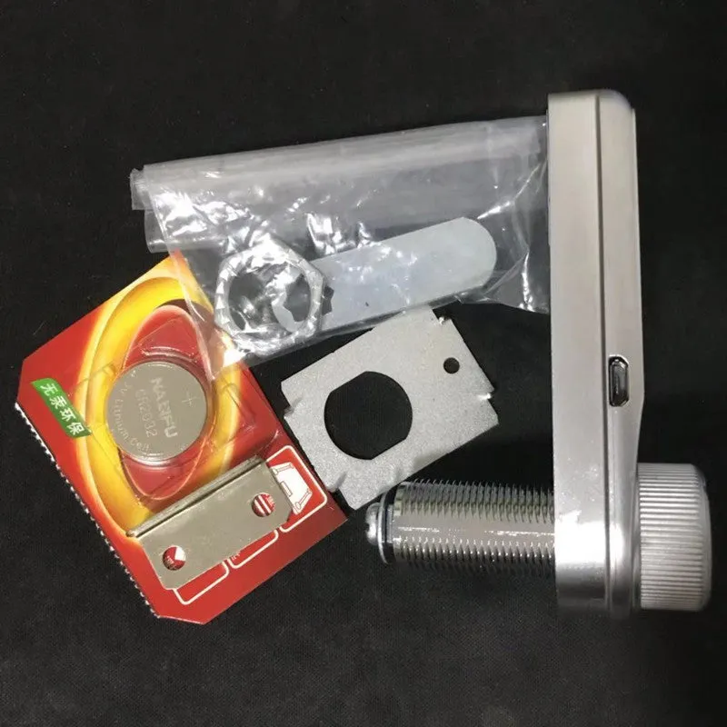 Home electronic cabinet lock in silver metal finish with screw mechanism and lock body, suitable for wooden and metal cabinets