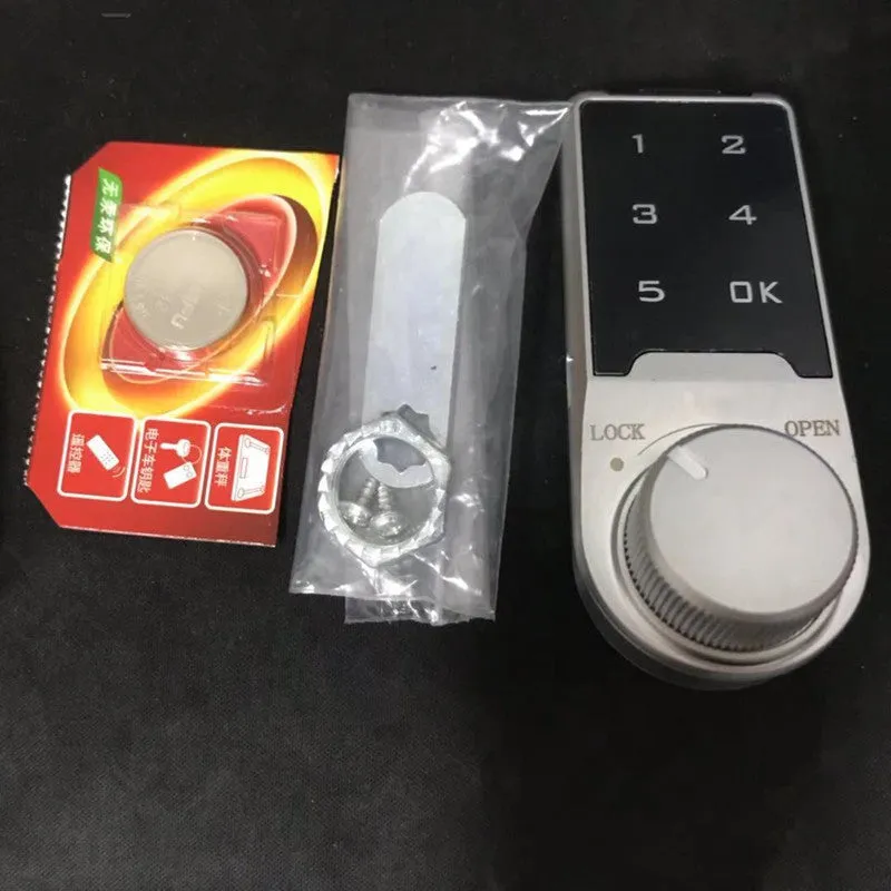 Home electronic cabinet lock in silver metal finish with screw mechanism and lock body, suitable for wooden and metal cabinets