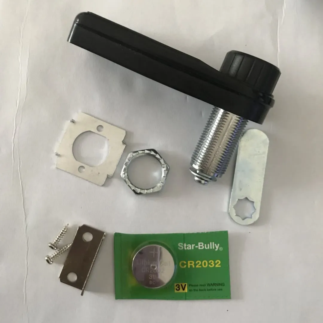 Home electronic cabinet lock in silver metal finish with screw mechanism and lock body, suitable for wooden and metal cabinets